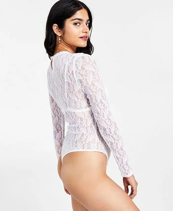Bar III Women's Lace Long-Sleeve Bodysuit, Created For Macy's 2 Bar III Women's Lace Long-Sleeve Bodysuit, Created For Macy's - Image 2
