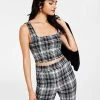 Bar III Women’s Plaid-Print Tank Top, Created For Macy’s