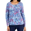 Karen Scott Women's Folk Floral Printed Top, Created For Macy's