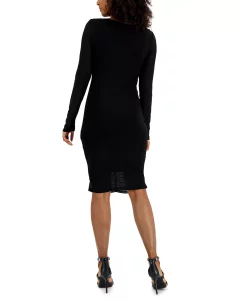 INC International Concepts Women's V-Neck Ruched Mesh Dress, Created For Macy's -Anne Klein Sales Store 21804379 fpx