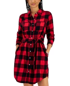 Style & Co Women's Plaid Shirtdress, Created For Macy's -Anne Klein Sales Store 21816450 fpx