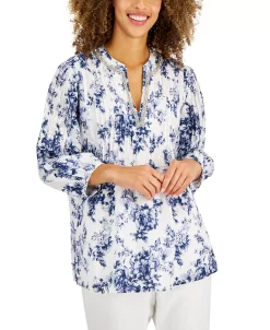 Charter Club Women's Floral-Print Linen Tunic, Created For Macy's -Anne Klein Sales Store 21827693 fpx