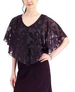 Connected Women's Embellished Cape-Overlay Dress -Anne Klein Sales Store 21900351 fpx