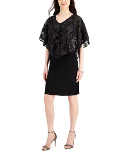 Connected Women's Embellished Cape-Overlay Dress -Anne Klein Sales Store 21900353 fpx