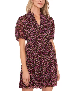 CeCe Women's Short Sleeve Tiered Ruffle Neck Dress 6 CeCe Women's Short Sleeve Tiered Ruffle Neck Dress -Anne Klein Sales Store 21921851 fpx