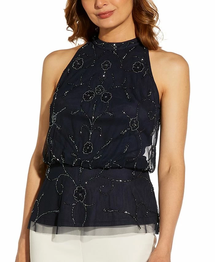 Adrianna Papell Embellished Halter Top 1 Adrianna Papell Embellished Halter Top