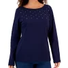 Karen Scott Women's Embellished Cotton Tunic Top, Created For Macy's
