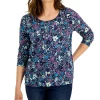Karen Scott Women's Camo Fleur Top, Created For Macy's