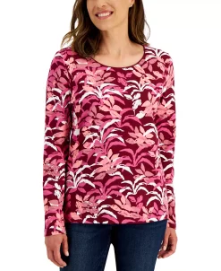 Karen Scott Women's Botanical-Print Top, Created For Macy's 9 Karen Scott Women's Botanical-Print Top, Created For Macy's -Anne Klein Sales Store 21951512 fpx