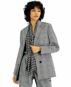 Bar III Women's Plaid Faux Double-Breasted Jacket, Created For Macy's
