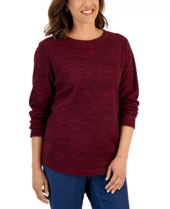 Karen Scott Long Sleeve Spacedye Microfleece Top -Anne Klein Sales Store 21984954 fpx