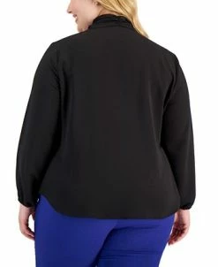 Kasper Plus Size Solid Bow-Front Blouse -Anne Klein Sales Store 21997501 fpx