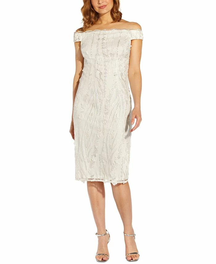 Adrianna Papell Women's Off-The-Shoulder Embellished Sheath Dress 1 Adrianna Papell Women's Off-The-Shoulder Embellished Sheath Dress