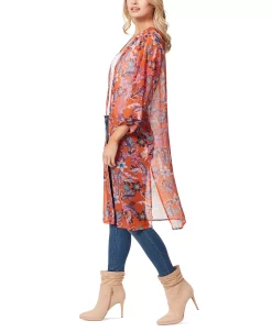 Jessica Simpson Women's Tina Printed Open-Front Duster -Anne Klein Sales Store 22017302 fpx