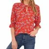 CeCe Women's Tie Neck Floral Print Blouse
