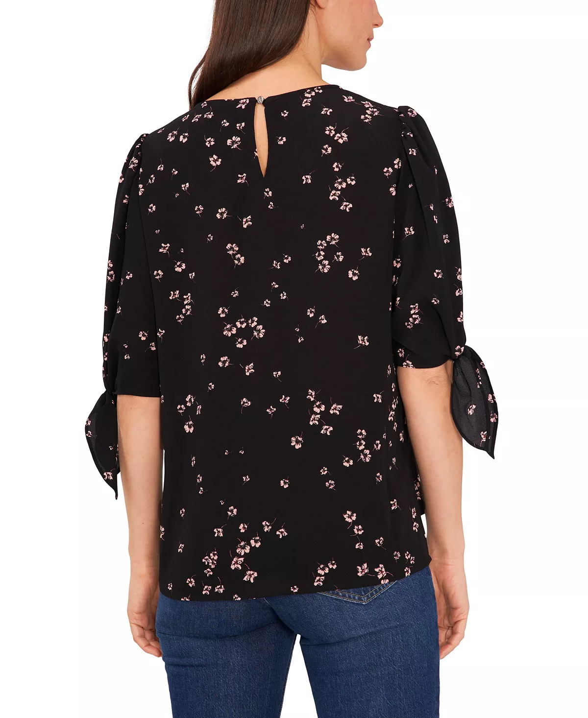 CeCe Women's Bow Detail Printed Puff Sleeve Blouse Top 4 CeCe Women's Bow Detail Printed Puff Sleeve Blouse Top - Image 4