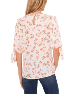CeCe Women's Coastal Floral Tie Sleeve Blouse -Anne Klein Sales Store 22021164 fpx