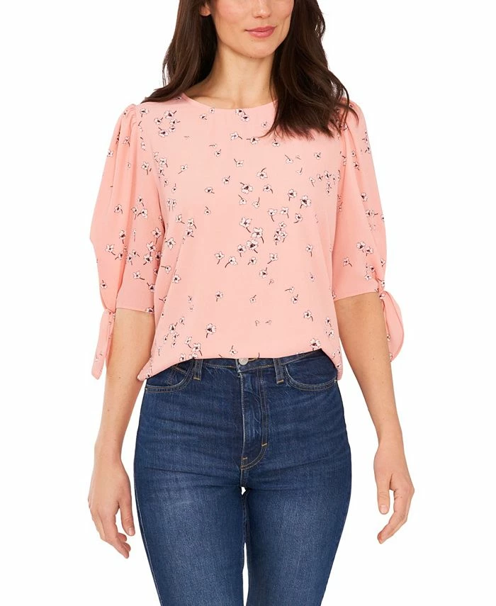 CeCe Women's Bow Detail Printed Puff Sleeve Blouse Top 1 CeCe Women's Bow Detail Printed Puff Sleeve Blouse Top