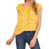 CeCe Women's Ruffled Square Neckline Floral Top