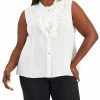 Kasper Plus Size Ruffled Button-Up Blouse