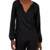Alfani Women's Pleated Long-Sleeve Shimmer Top, Created For Macy's