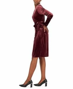 Alfani Women's Velvet Long-Sleeve Wrap Dress, Created For Macy's -Anne Klein Sales Store 22044265 fpx