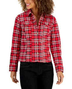 Charter Club Women's Classic Denim Tartan Jacket, Created For Macy's -Anne Klein Sales Store 22062465 fpx