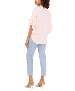 Vince Camuto Women's Ruffle Sleeve Henley Blouse -Anne Klein Sales Store 22078822 fpx