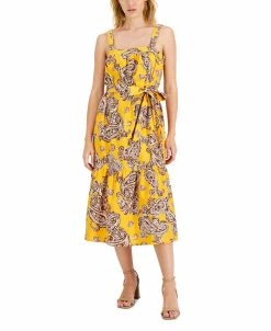 INC International Concepts Women's Printed Tie-Waist Dress, Created For Macy's