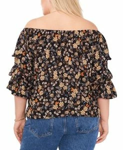 Vince Camuto Plus Size Printed Off-The-Shoulder Balloon-Sleeve Blouse -Anne Klein Sales Store 22118223 fpx
