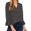 CeCe Women's Ruffled V-Neck Elbow-Sleeve Blouse