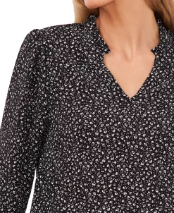 CeCe Women's Ruffled V-Neck Elbow-Sleeve Blouse -Anne Klein Sales Store 22139494 fpx