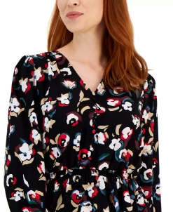 Alfani Women's Smocked Peplum V-Neck Blouse, Created For Macy's -Anne Klein Sales Store 22164519 fpx