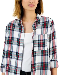 Style & Co Women's Cotton Plaid Button-Front Shirt, Created For Macy's 7 Style & Co Women's Cotton Plaid Button-Front Shirt, Created For Macy's -Anne Klein Sales Store 22165011 fpx
