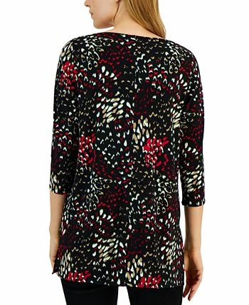 Alfani Women's Boat-Neck 3/4-Sleeve Printed Tunic, Created For Macy's 2 Alfani Women's Boat-Neck 3/4-Sleeve Printed Tunic, Created For Macy's - Image 2