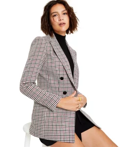 Bar III Women's Mini-Check-Print Faux-Double-Breasted Jacket, Created For Macy's -Anne Klein Sales Store 22170544 fpx