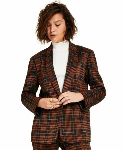 Bar III Women's Plaid Notch-Collar Blazer, Created For Macy's