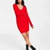 Bar III Women’s Ribbed V-Neck Sweater Dress, Created For Macy’s