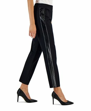JM Collection Women's Pleather Side Panel Ponte Pants, Created For Macy's 3 JM Collection Women's Pleather Side Panel Ponte Pants, Created For Macy's - Image 3