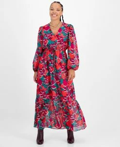 Bar III Women's Tie-Waist Ruffled-Hem Maxi Dress, Created For Macy's