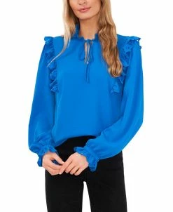 CeCe Ruffled Tie-Neck Blouse