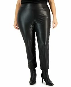 Kasper Plus Size Pull-On Faux-Leather Slim-Fit Ankle Pants -Anne Klein Sales Store 22185935 fpx 1