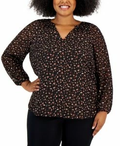 Kasper Plus Size Blouson-Sleeve Top