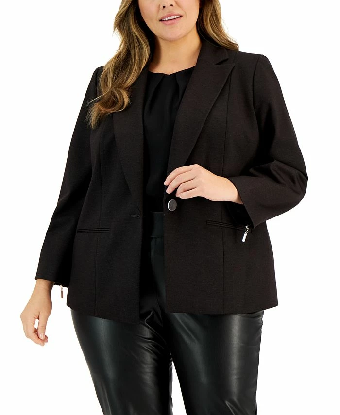 Kasper Plus Size Notched-Collar One-Button Jacket 1 Kasper Plus Size Notched-Collar One-Button Jacket