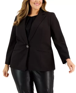 Kasper Plus Size Notched-Collar One-Button Jacket 8 Kasper Plus Size Notched-Collar One-Button Jacket -Anne Klein Sales Store 22186956 fpx
