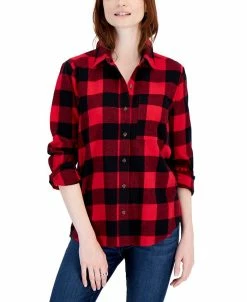 Style & Co Women's Buffalo Plaid Flannel Shirt, Created For Macy's