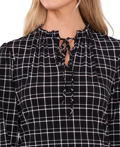 CeCe Women's 3/4-Sleeve Knit Tie-Neck Top -Anne Klein Sales Store 22200086 fpx