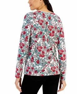 Karen Scott Women's-Long Sleeve Floral-Print Top, Created For Macy's -Anne Klein Sales Store 22206753 fpx
