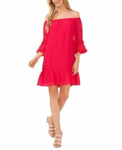 CeCe Women's Off The Shoulder Flounce Dress