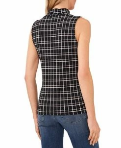 CeCe Women's Plaid Sleeveless Knit Mock Neck Top -Anne Klein Sales Store 22248208 fpx